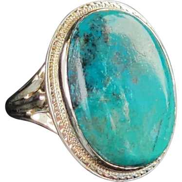 Vintage Ring Sonoran Natural Turquoise 14K White G