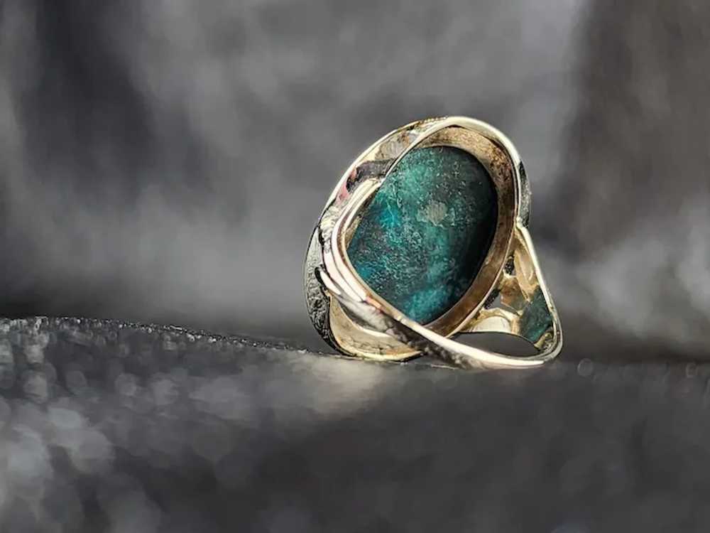 Vintage Ring Sonoran Natural Turquoise 14K White … - image 4