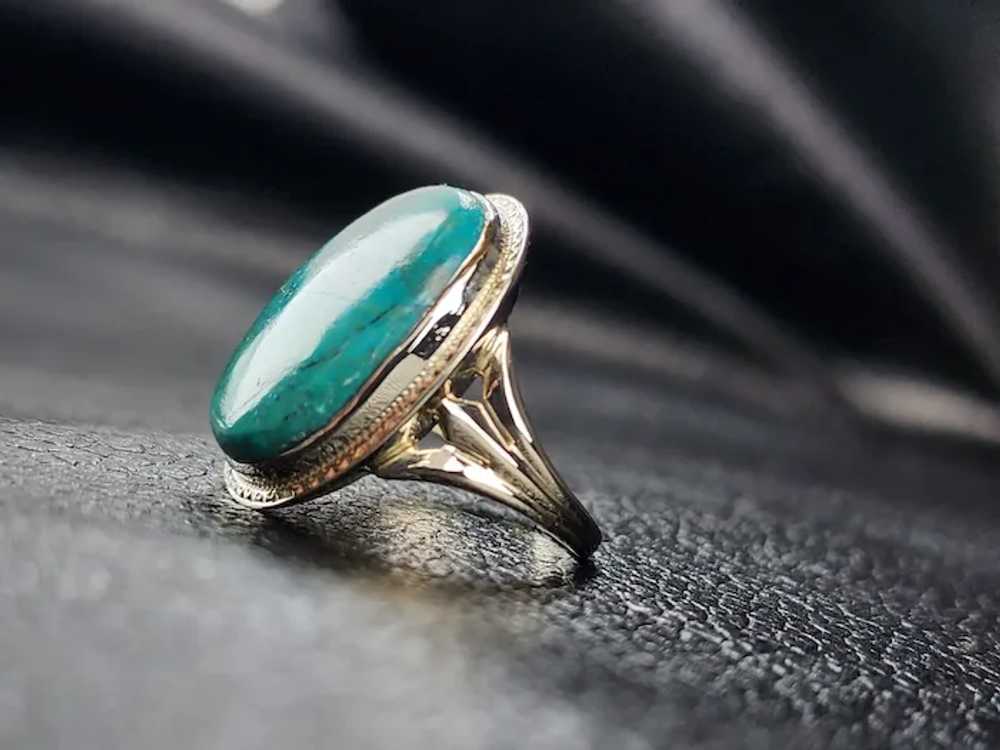 Vintage Ring Sonoran Natural Turquoise 14K White … - image 6