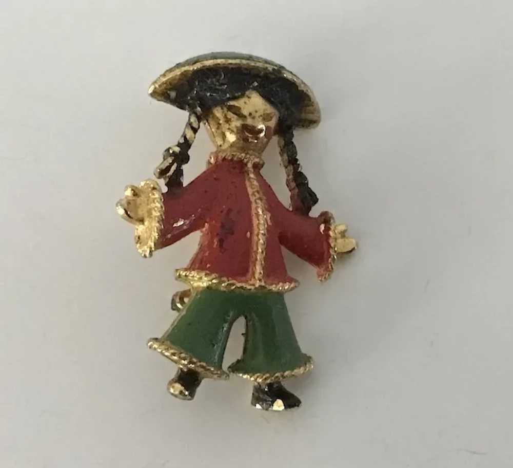 Mamselle Vintage Asian Peasant Scatter Pin - image 2