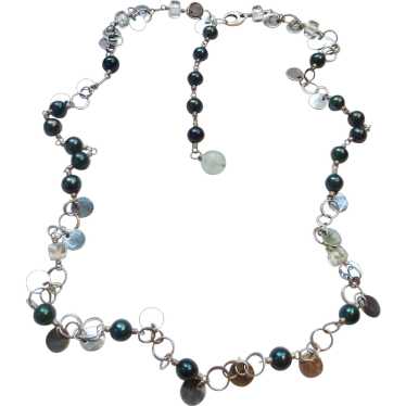 Sterling Silver 925 Spangles, Black Cultured Pearl