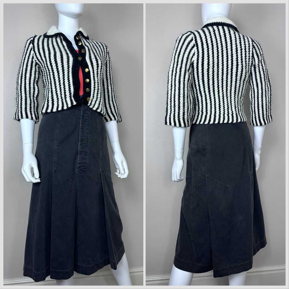 1980s Faded Black Military Inspired Midi Skirt, K… - image 7
