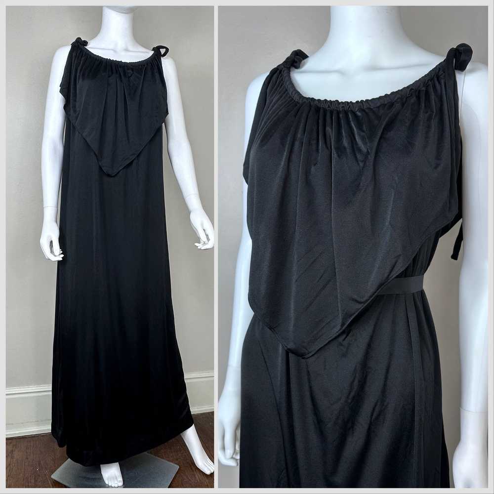 1970s Grecian Inspired Black Maxi Dress, Size 3X - image 1