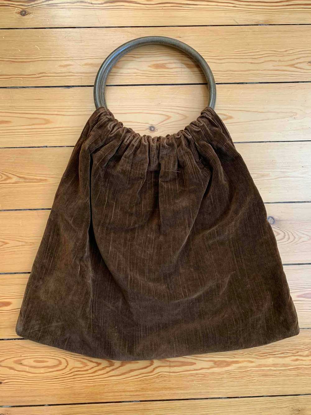 Corduroy bag - Velvet bag, tote, ribbed, brown - image 6