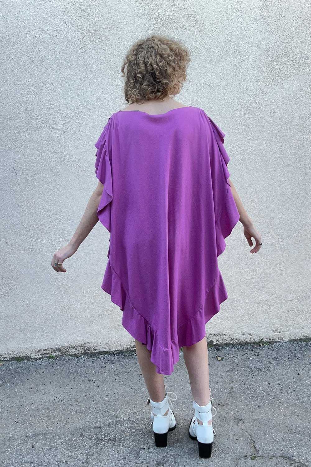 Electric Feathers Fuchsia Ruffle Silk Caftan - image 10