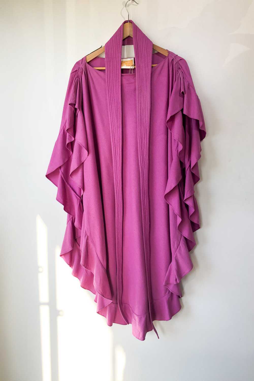 Electric Feathers Fuchsia Ruffle Silk Caftan - image 11