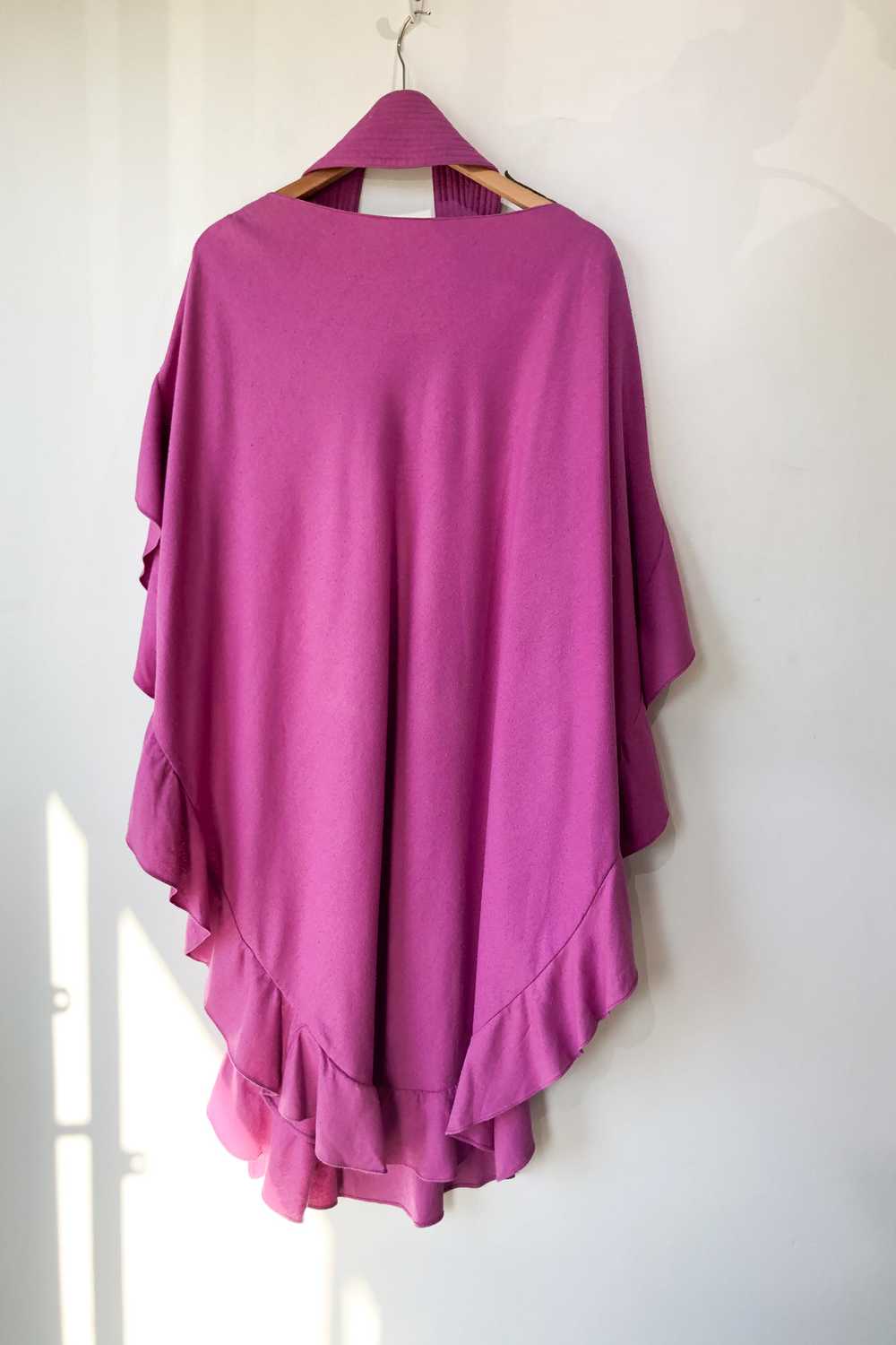 Electric Feathers Fuchsia Ruffle Silk Caftan - image 12