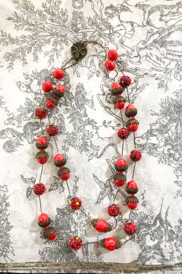 Vintage Alice Caviness Red Double Chain Confetti N