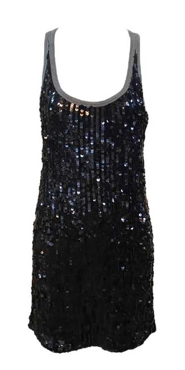 D&G Grey Ribbed Y2K Black Sequin Mini Dress - image 1