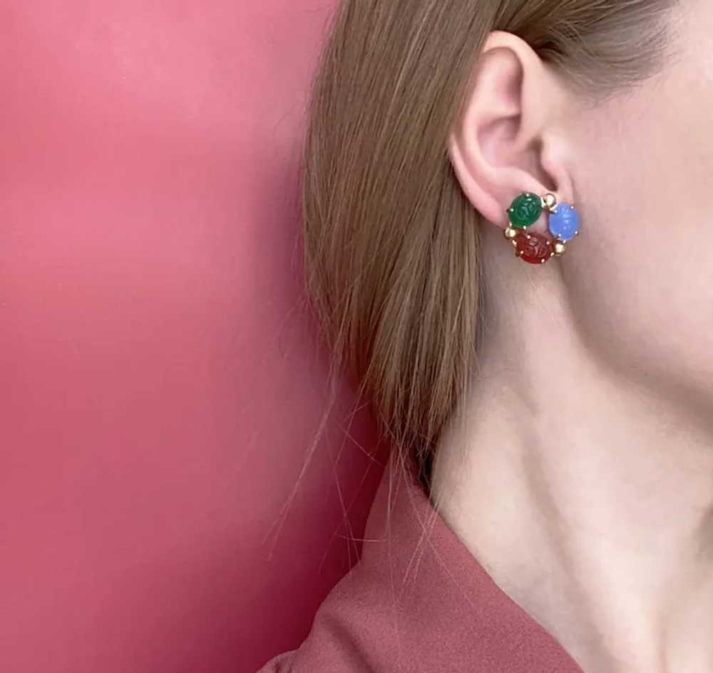 Scarab earrings stud, vintage non pierced earring… - image 2