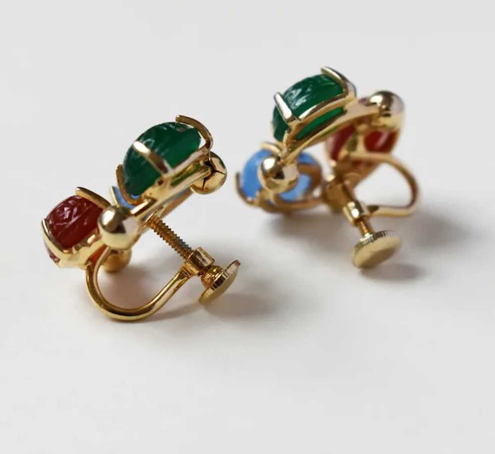 Scarab earrings stud, vintage non pierced earring… - image 4