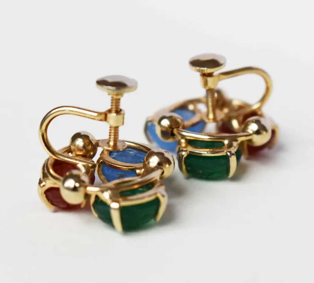 Scarab earrings stud, vintage non pierced earring… - image 8