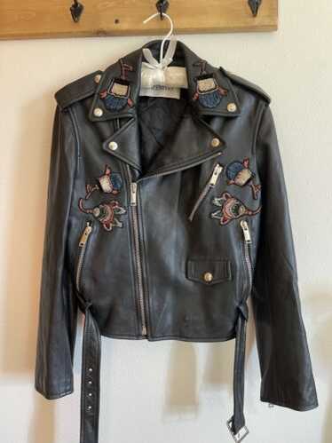 VALENTINO ラムレザー ジャケット シングル Mサイズ ベージュ valentino leather jacket women - Gem