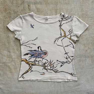 Vintage Thrift 90's Swan Magic Louisiana Embroidered Tee, White, XL