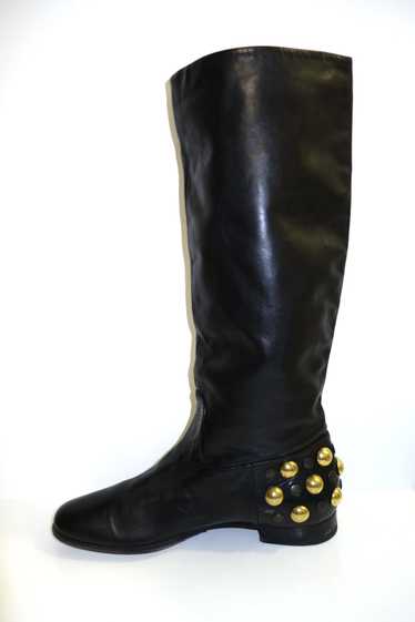 Gucci Vintage GUCCI Studded Black leather Knee-Hi… - image 1