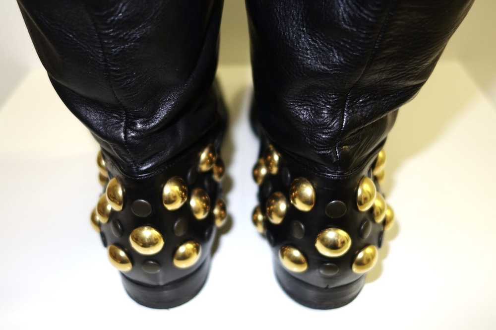 Gucci Vintage GUCCI Studded Black leather Knee-Hi… - image 4