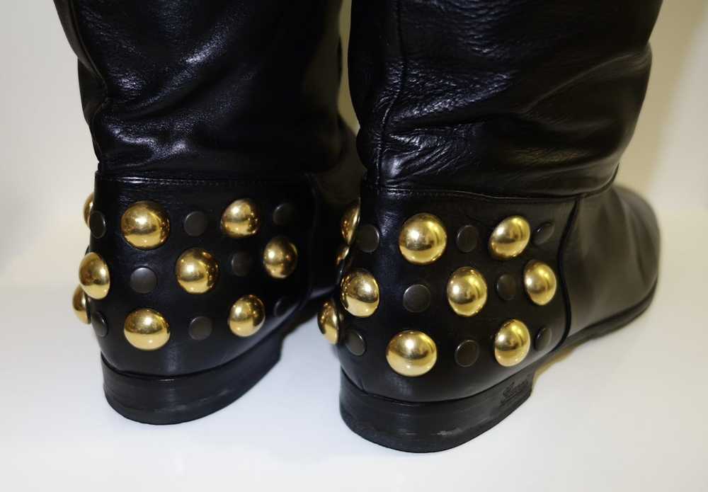 Gucci Vintage GUCCI Studded Black leather Knee-Hi… - image 6