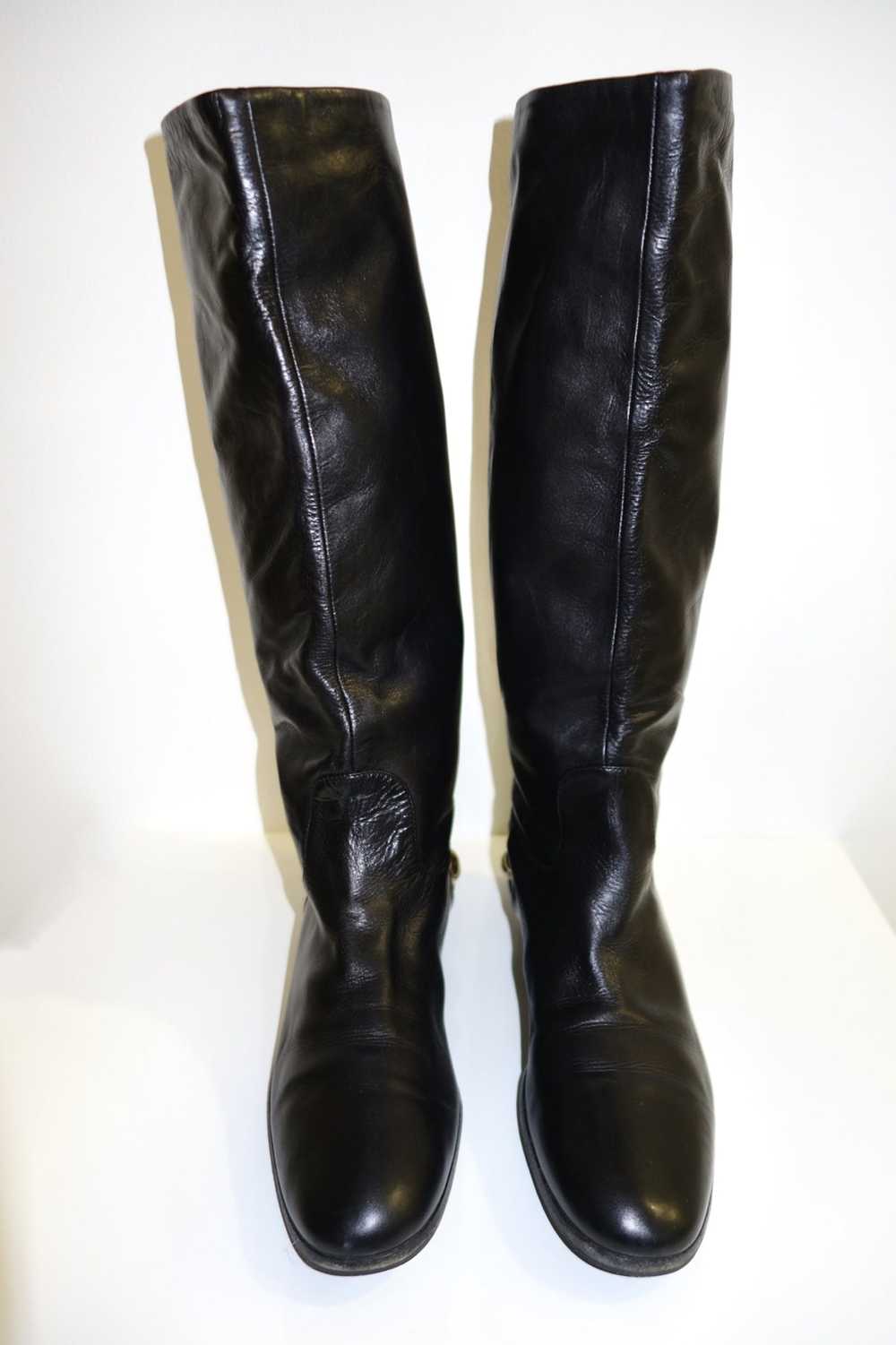 Gucci Vintage GUCCI Studded Black leather Knee-Hi… - image 8