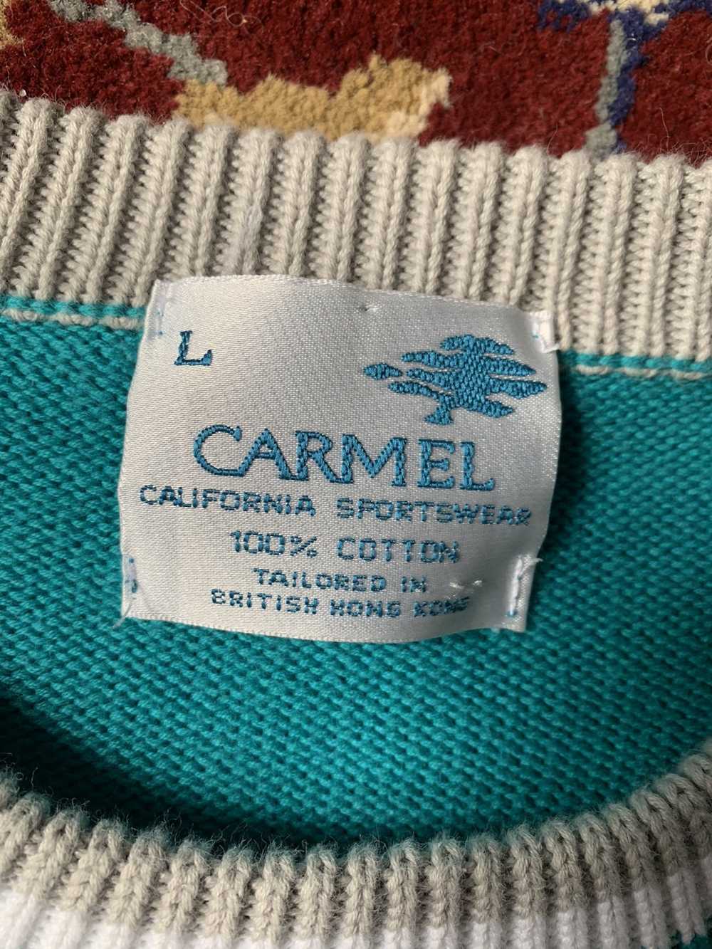 Streetwear × Vintage Carmel 80s Sweater Teal Whit… - image 2