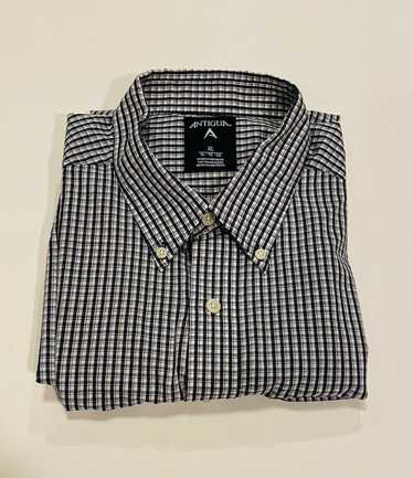 Antigua Antigua Button Down Black/White Plaid Long