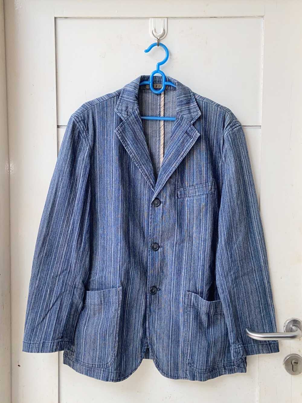 Kansai Yamamoto KANSAI JEANS Striped Blue Blazer - image 1