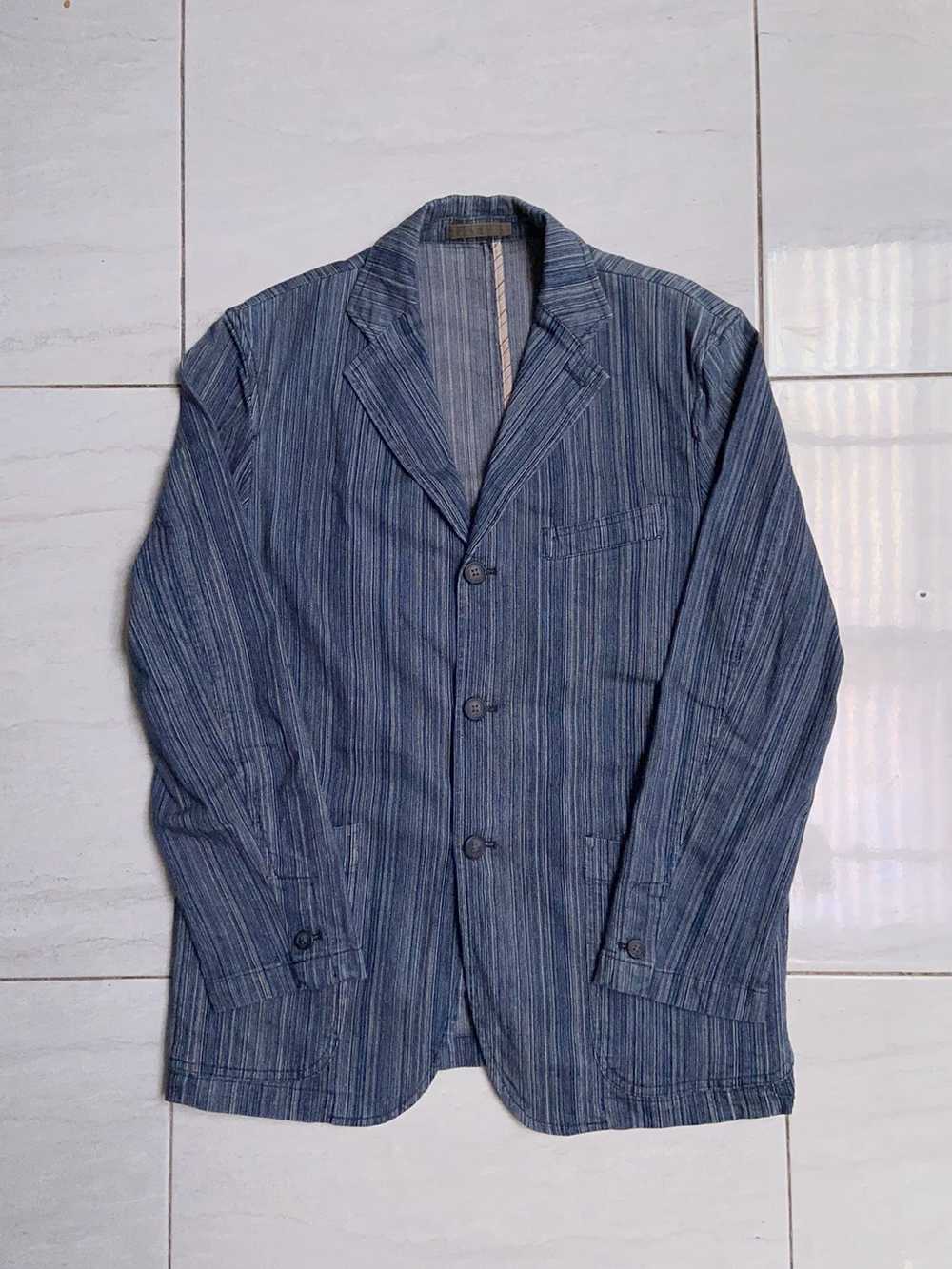 Kansai Yamamoto KANSAI JEANS Striped Blue Blazer - image 4