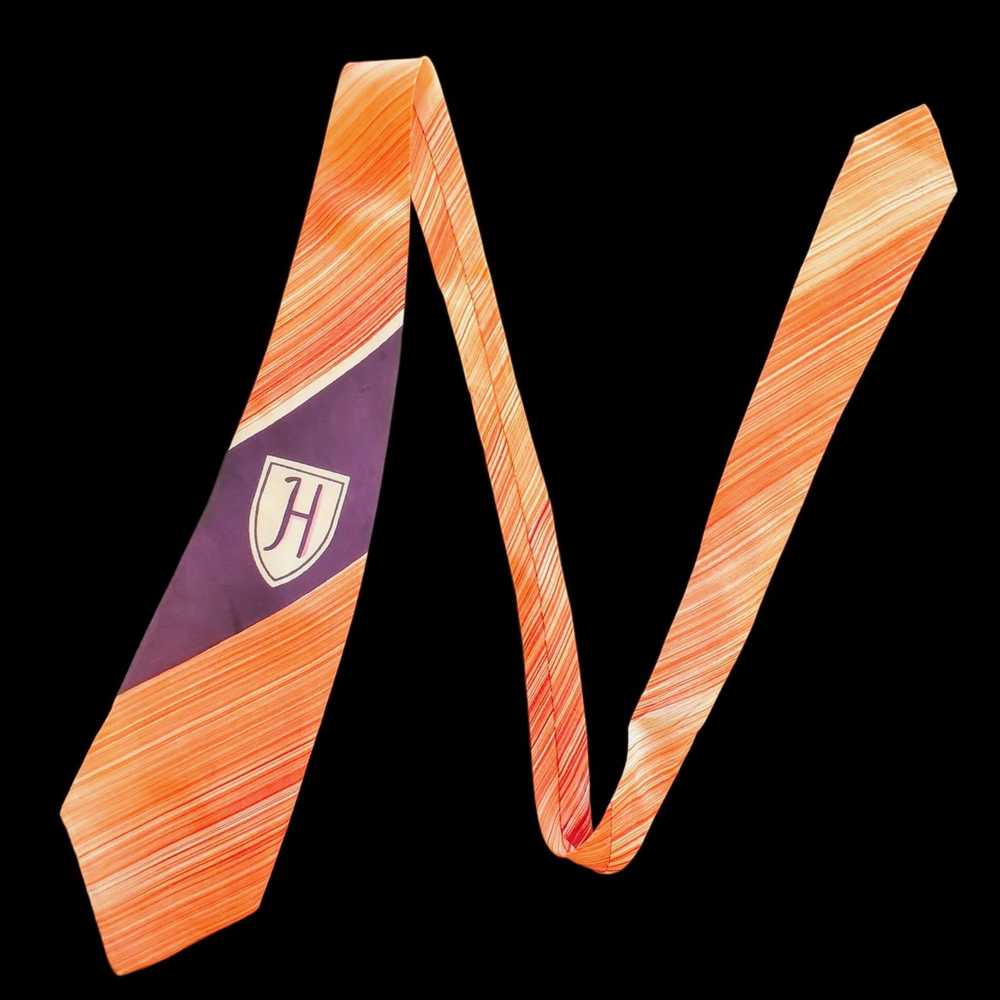 Vintage 1930s Tie Wide Orange Purple H Monogram V… - image 1