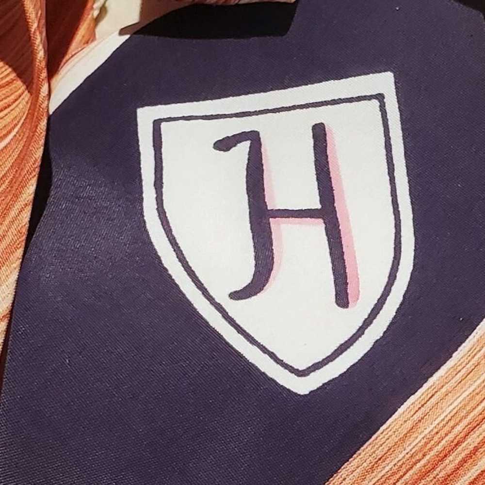 Vintage 1930s Tie Wide Orange Purple H Monogram V… - image 3