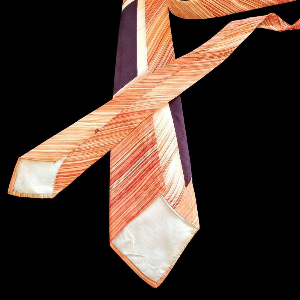 Vintage 1930s Tie Wide Orange Purple H Monogram V… - image 5
