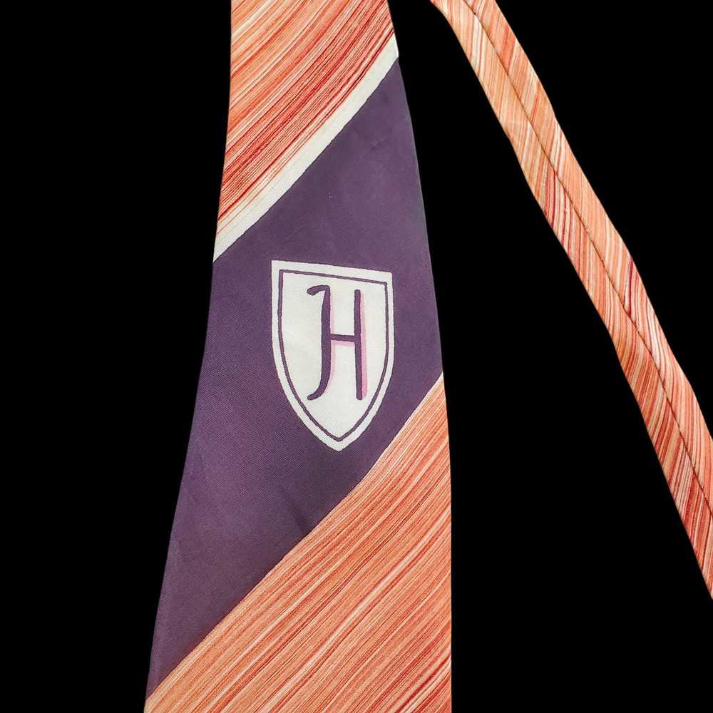Vintage 1930s Tie Wide Orange Purple H Monogram V… - image 7
