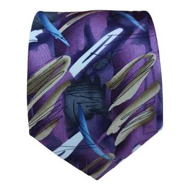 Designer JERRY GARCIA Purple Art Silk Tie 60"/ 3.… - image 1