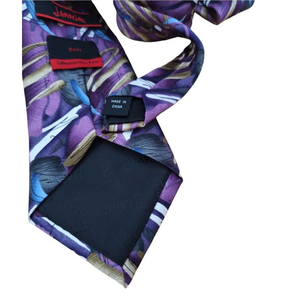 Designer JERRY GARCIA Purple Art Silk Tie 60"/ 3.… - image 6