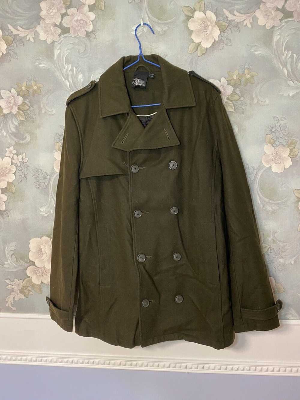 Topman TOPMAN Men Wool Jacket Green Short Trench … - image 1