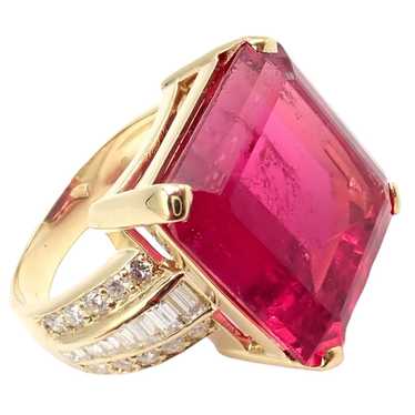Other Yellow Gold Diamond Large Pink Tourmaline S… - image 1
