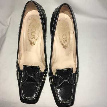 TOD'S Black Patent Leather Top-stitched Loafer Pu… - image 1