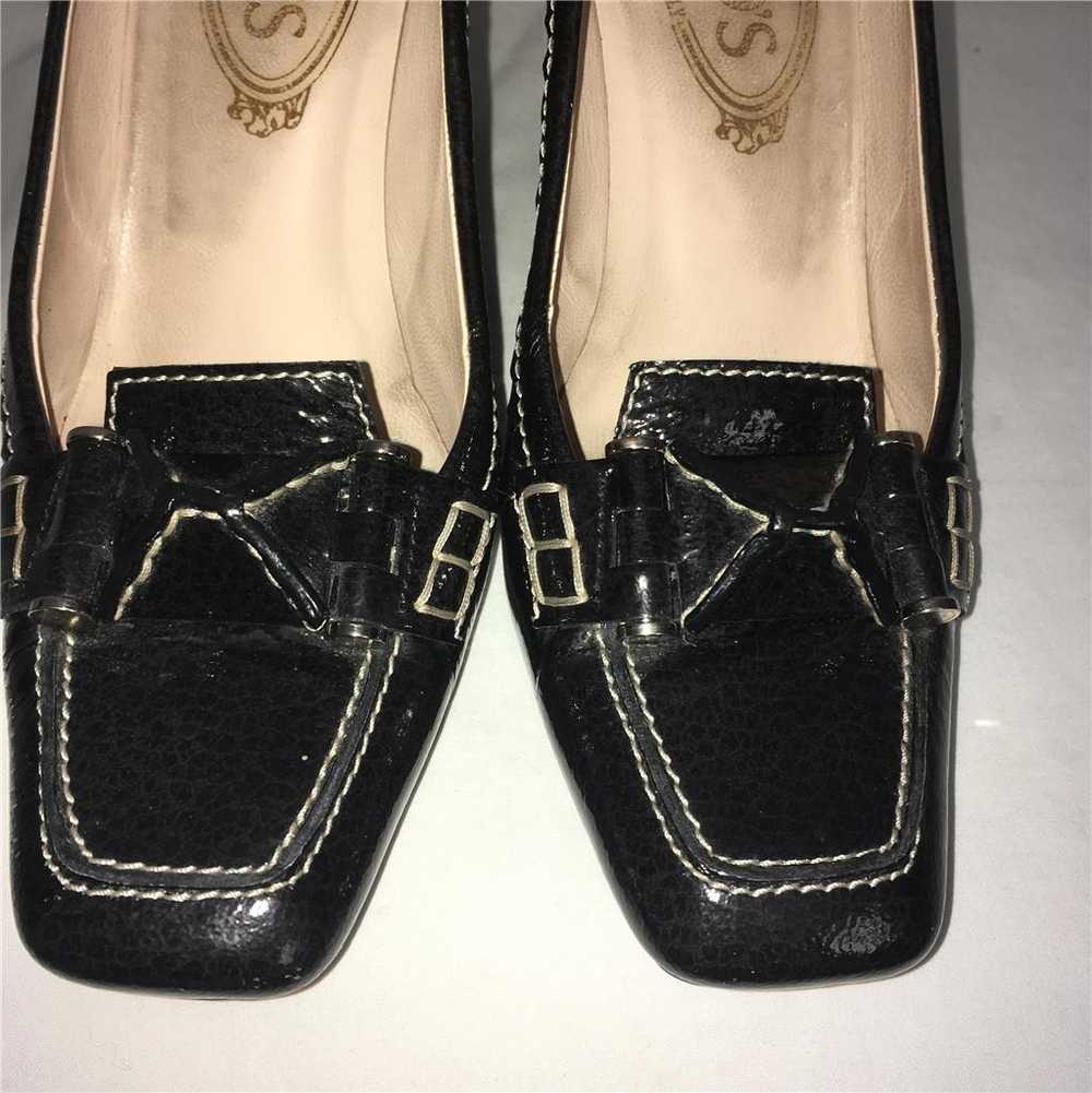 TOD'S Black Patent Leather Top-stitched Loafer Pu… - image 2