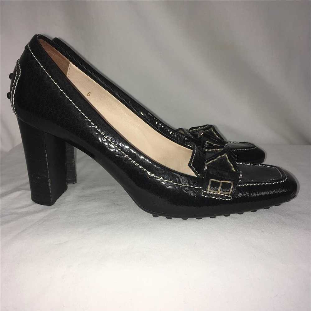 TOD'S Black Patent Leather Top-stitched Loafer Pu… - image 5