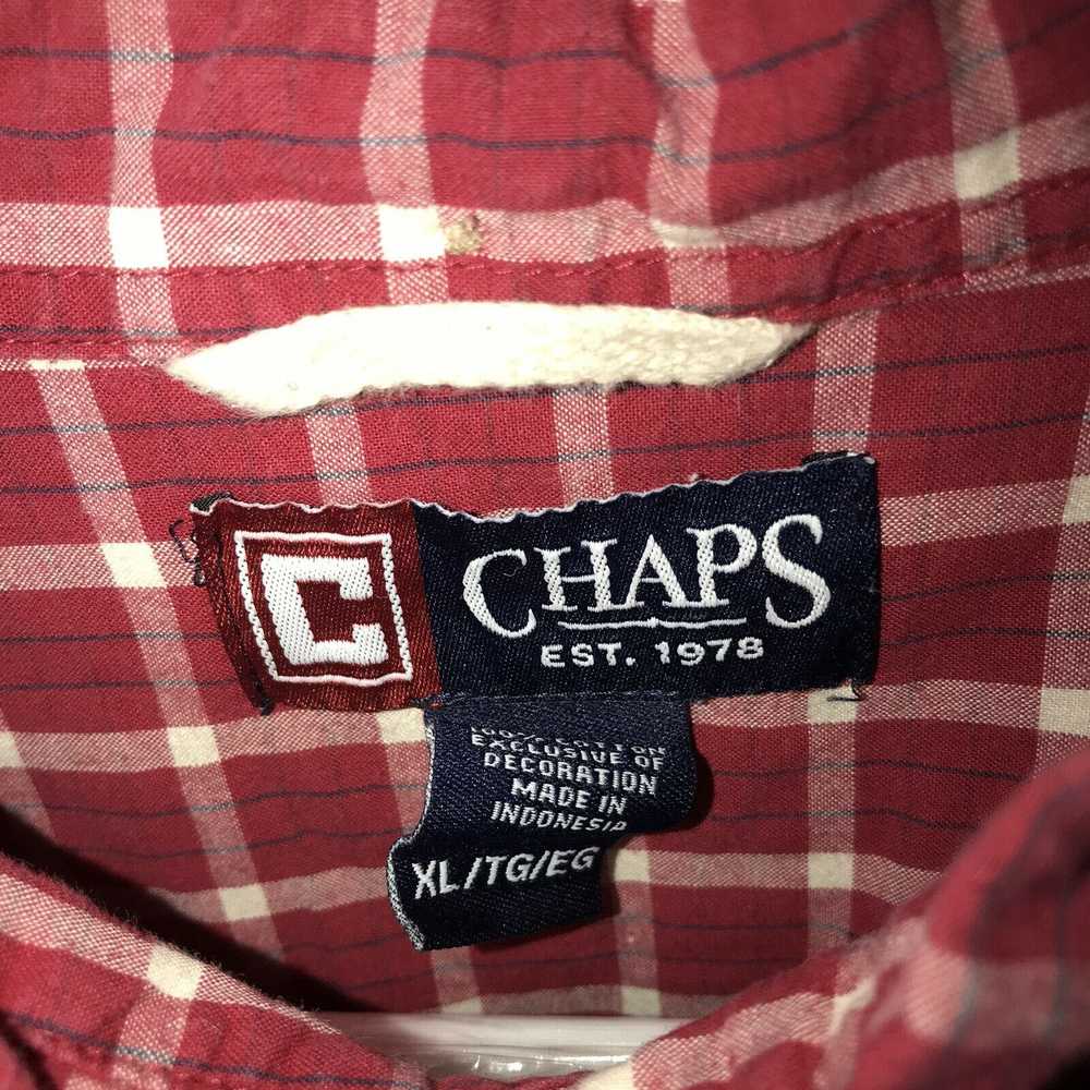 Chaps CHAPS Shirt Mens Size XL Red Checked Long - image 3