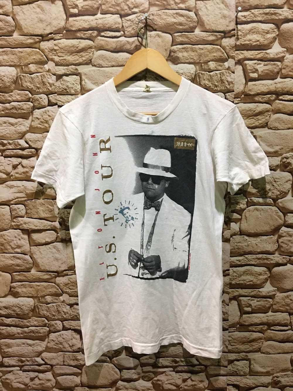 Band Tees × Vintage Vintage 80s elton john us tou… - image 1