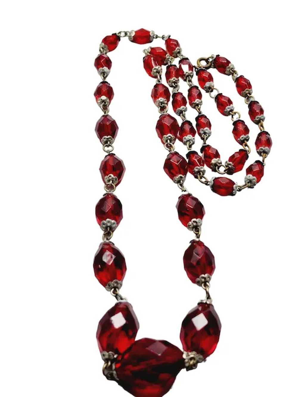 Vintage Art Deco Red Crystal Necklace [A1079] - image 2
