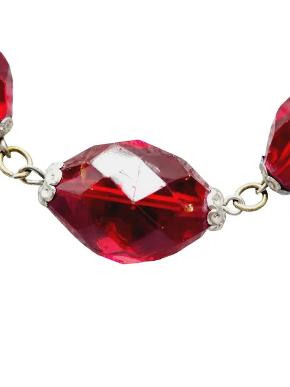 Vintage Art Deco Red Crystal Necklace [A1079] - image 3