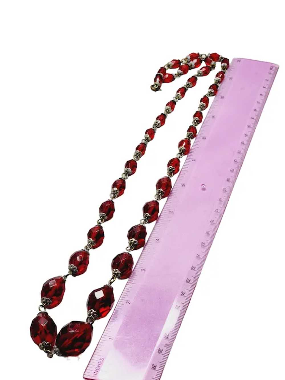 Vintage Art Deco Red Crystal Necklace [A1079] - image 4