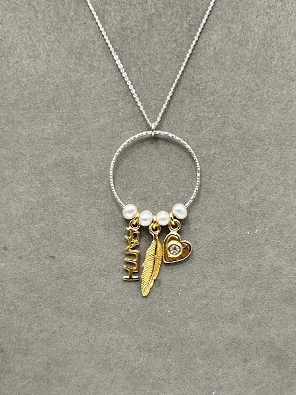 Faith Hope Love Necklace Multicharm Necklace Pear… - image 2