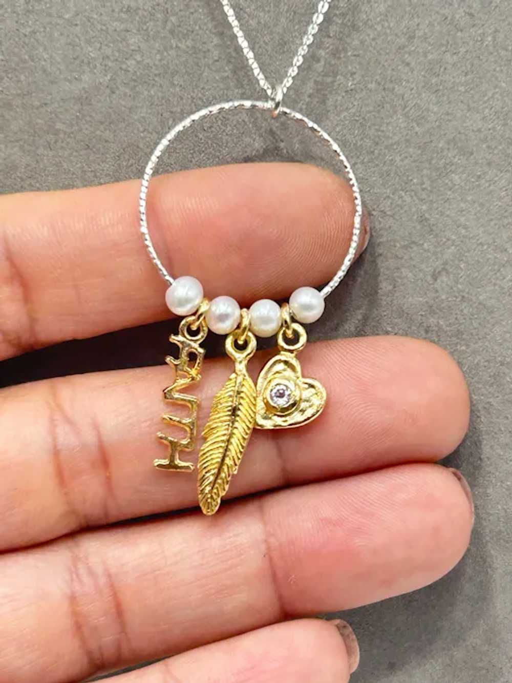 Faith Hope Love Necklace Multicharm Necklace Pear… - image 3