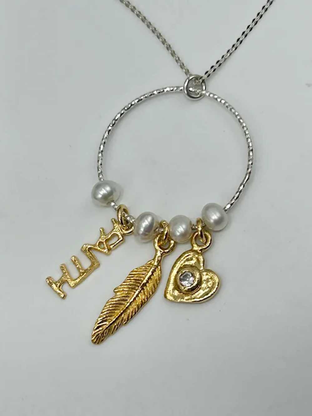 Faith Hope Love Necklace Multicharm Necklace Pear… - image 5
