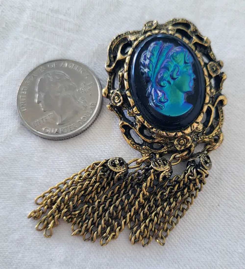 Iridescent Glass Cameo Brooch Victorian Revival T… - image 2