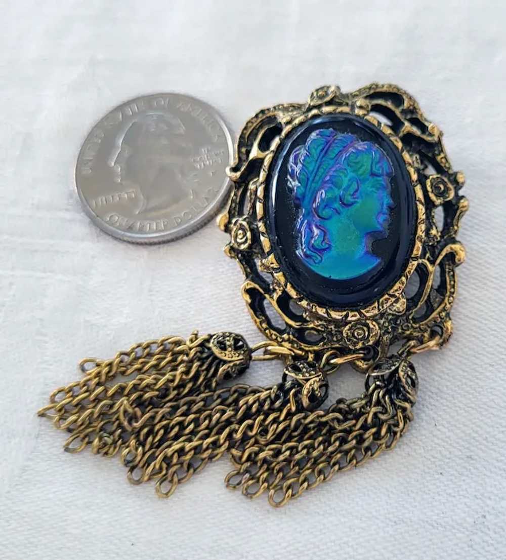 Iridescent Glass Cameo Brooch Victorian Revival T… - image 3