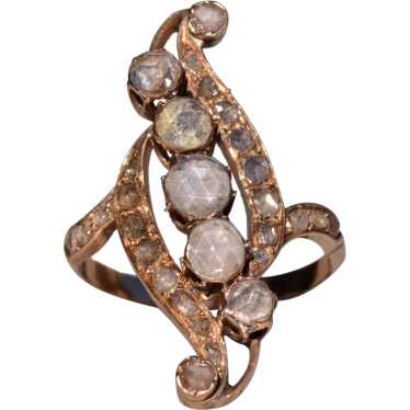 Antique Georgian Rose Cut Diamond Ring in Rose Gol