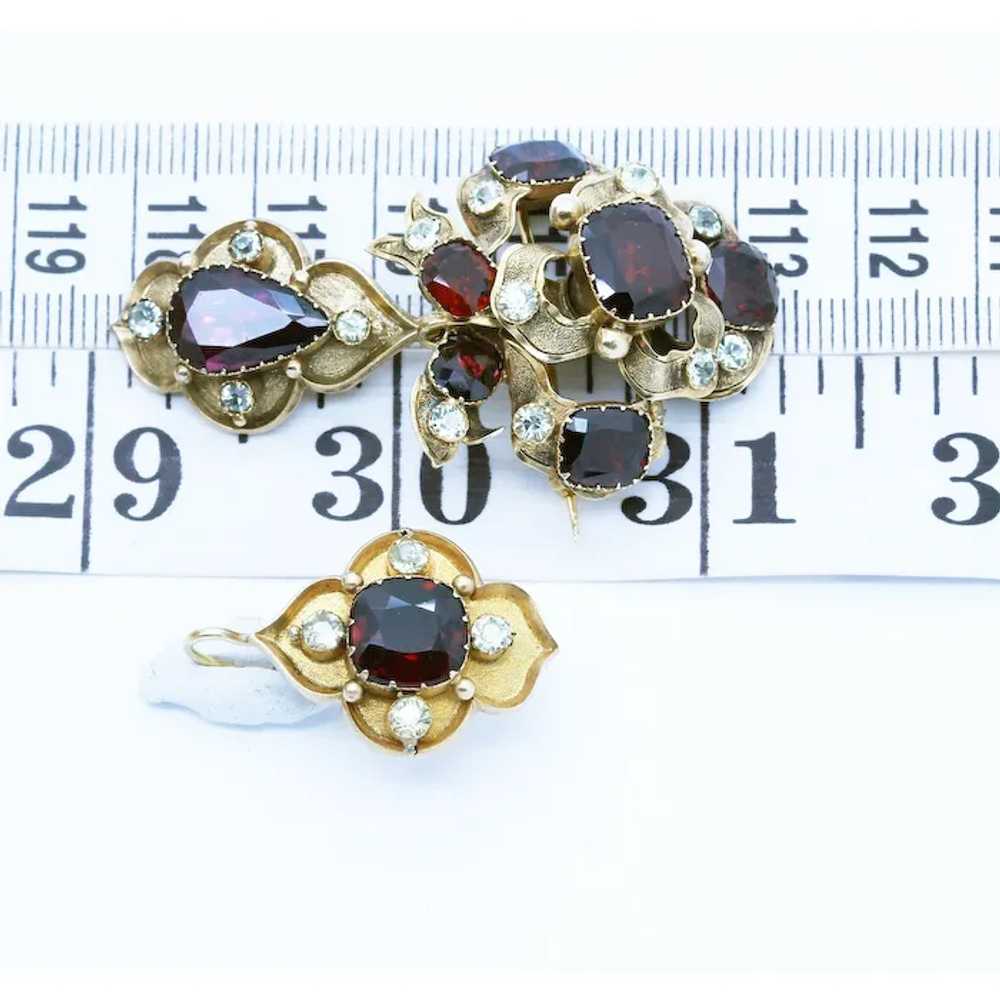 Antique Victorian Earrings Brooch Pendant Set Gol… - image 4