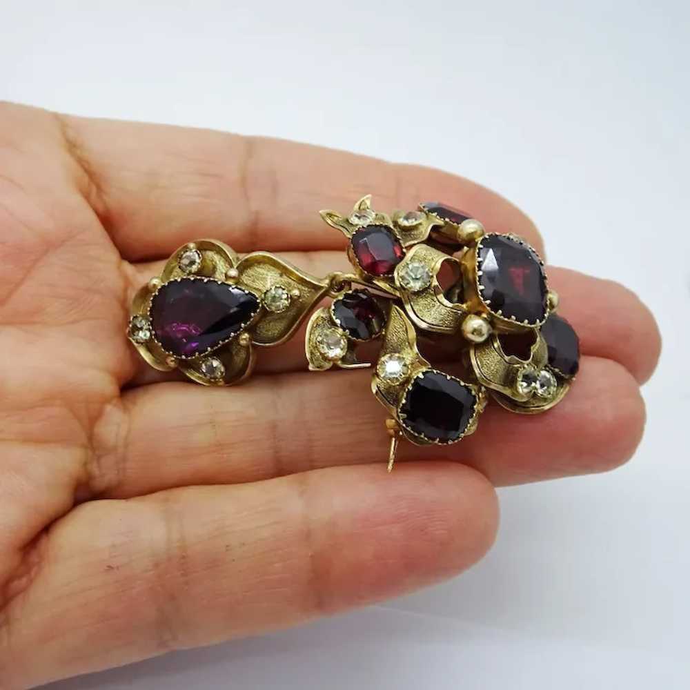 Antique Victorian Earrings Brooch Pendant Set Gol… - image 5